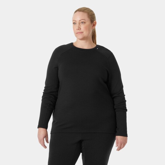 Helly Hansen Lifa® Merino Midweight Crew Plus Undertrøye Dame Svart 2x