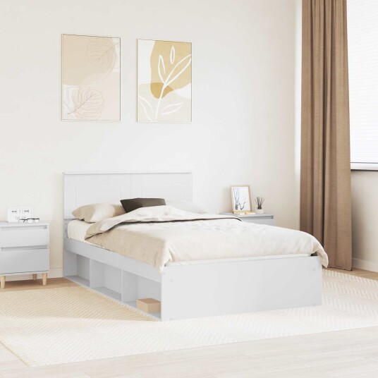  Sengestamme med hodegjerde Hvit 120 x 200 cm Konstruert tre