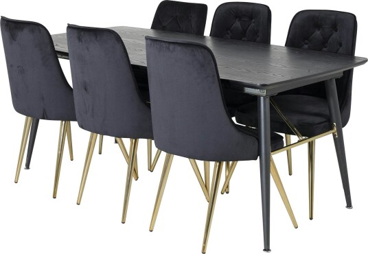 Venture Home Spisegruppe Venture Home Gold med 6 Velvet Deluxe Stoler GR19438