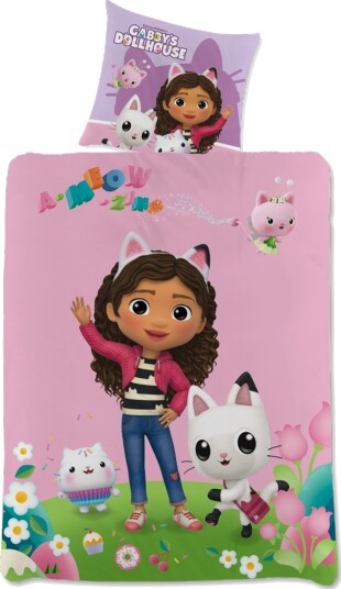 Licens Gabbys Dollshouse Sengetøy - 140x200 cm - Gabby og Pandy Paws - 100% bomull Licens Gabbys Dollshouse Sengetøy - 140x200 cm - Gabby og Pandy Paws - 100% bomull