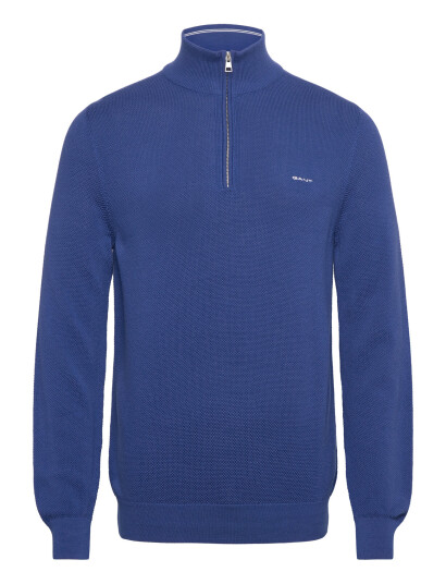 GANT Cotton Pique Half Zip - Blue - M
