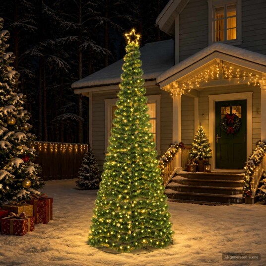 vidaXL LED-glitterjuletre med fot EKENAS 250 cm 370 LED-lys Varmhvit