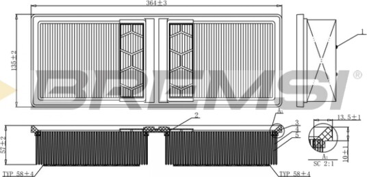 Luftfilter BREMSI FA0554 Luftfilter BREMSI FA0554
