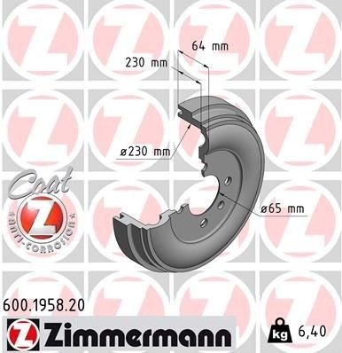 Bremsetrommel ZIMMERMANN 600.1958.20