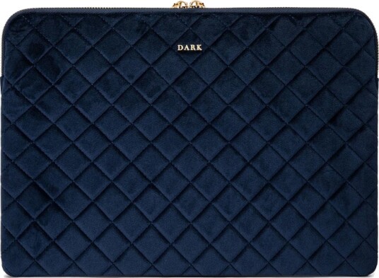 DARK Velvet Quilted Mac Cover Navy Blue