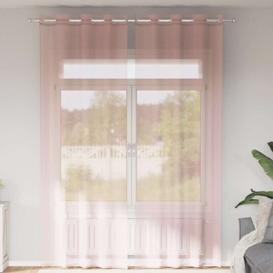 Voilegardiner med grommets 2 stk lyserosa 140x260 cm 8721158551030