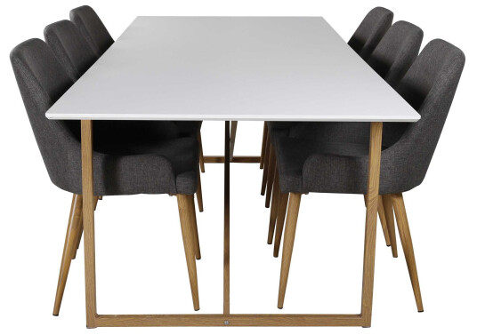Venture Design Palace & Plaza spisegruppe Hvit/grå 6 st stoler & bord 240 x 100 cm