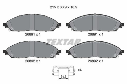 Bremseklosser TEXTAR 2689101 Bremseklosser TEXTAR 2689101