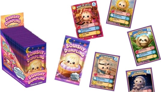 Squishy Dumplings Samlekort Pakke - 5 Fargerike Kort til Barn Squishy Dumplings Samlekort Pakke - 5 Fargerike Kort til Barn