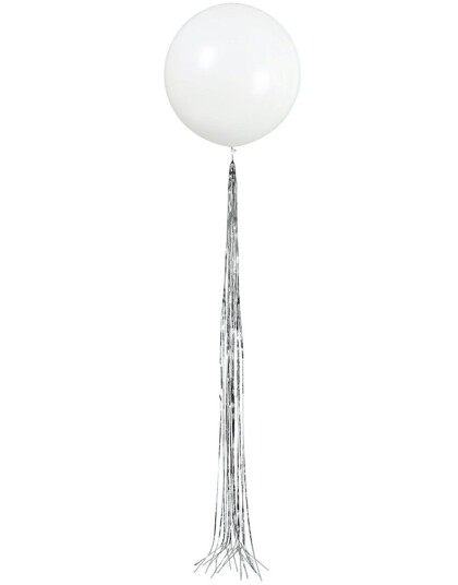 60 cm Hvit Ballong med Sølvfarget Ballonghale 182 cm