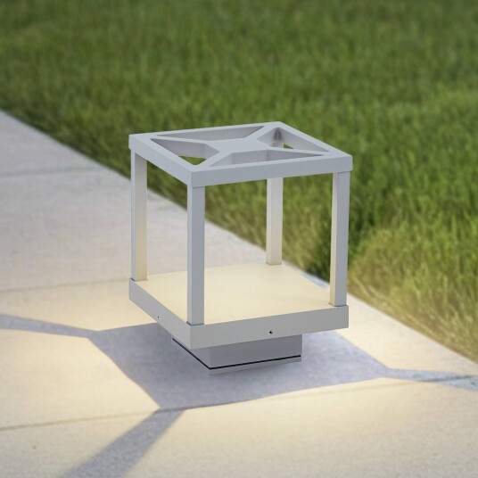 Lucande LED-sokkellampe Lealan grå metall 23 cm IP54