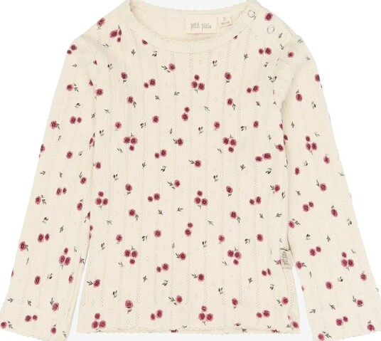 Petit Piao Ppgracie L_S Pointelle Tee   EGGNOG ROSEHIP AOP   98