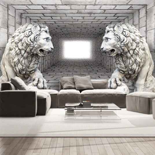 Fototapet Stone Lions 100x70 - Artgeist sp. z o. o.