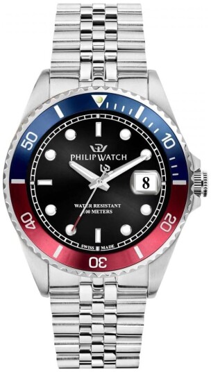 Philip Watch Herreklokke R8253597088 Caribe Sort/Stål Ø42 mm Philip Watch Herreklokke R8253597088 Caribe Sort/Stål Ø42 mm