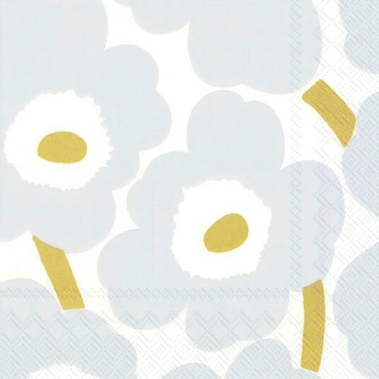 Ihr Marimekko Unikko hvite sølv kaffeservietter