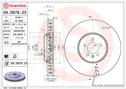 Bremseskive BREMBO 09.D878.23