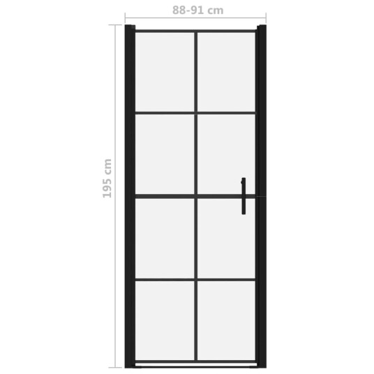 Dusjdør herdet glass 91x195 cm svart