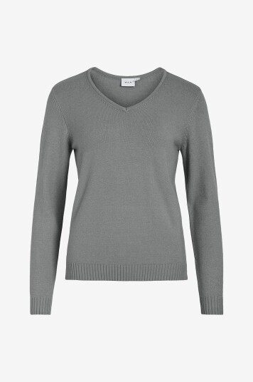 Vila - Genser viRil V-neck Knit Top - Grå Vila - Genser viRil V-neck Knit Top - Grå