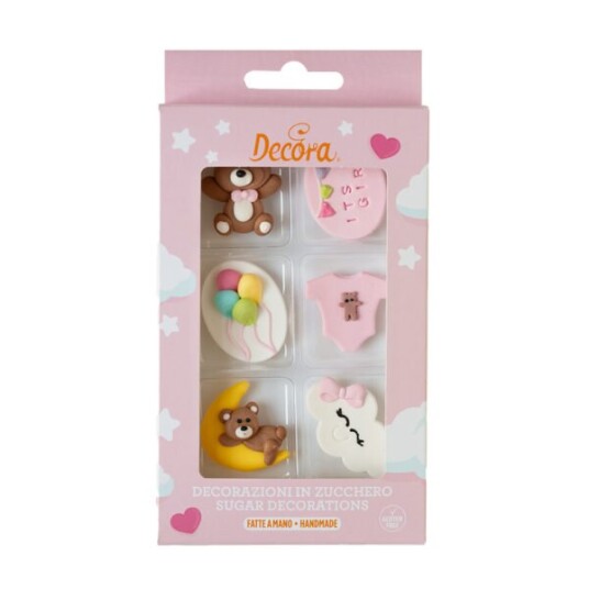 Decora Spiselig Kakepynt Rosa Baby Pk/6 