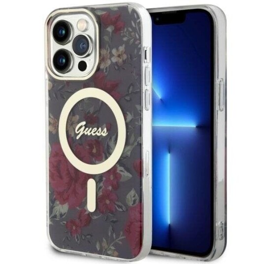 Guess Mobildeksel iPhone 14 Pro Max Flower MagSafe Grønn/Kaki