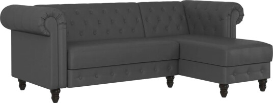 Sovesofa Felix 241x154x83 cm Grå PU/tre/metall 241x154x83 cm Grå PU/tre/metall