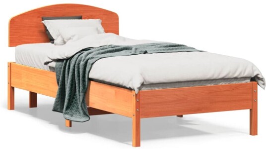 Sengeramme uten madrass voksbrun 75x190 cm heltre furu 8721012243538
