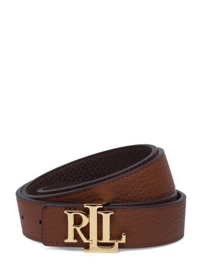 Lauren Ralph Lauren Logo Reversible Pebbled Leather Belt - Brown - XL Lauren Ralph Lauren Logo Reversible Pebbled Leather Belt - Brown - XL
