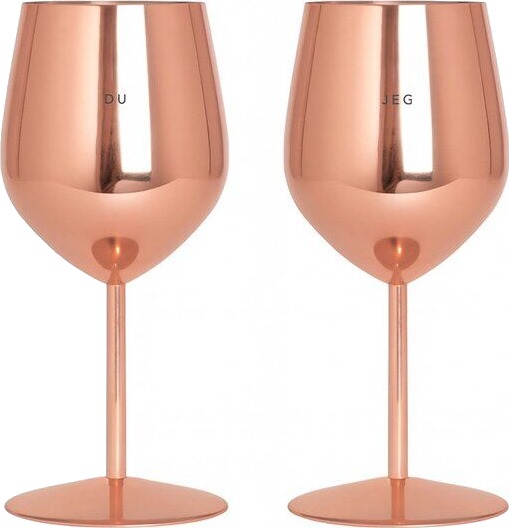 Pictureit Vinglass stål DU & JEG 45 cl 2 stk roségull