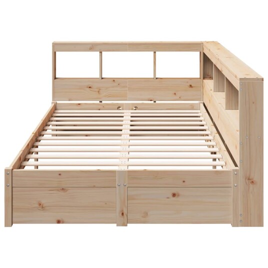 Seng med bokhylle uten madrass 120x200 cm heltre furu