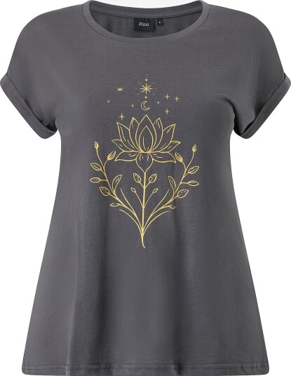 Zizzi T skjorte Mkatja S/S Straighttee? Grå