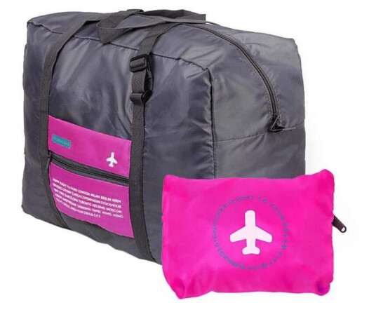 Sammenleggbar Duffelbag med Oppbevaringspose - Rosa