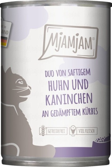 Mjamjam Duo Våtfôr Kylling & Kanin med Dampet Gresskar 6x400g
