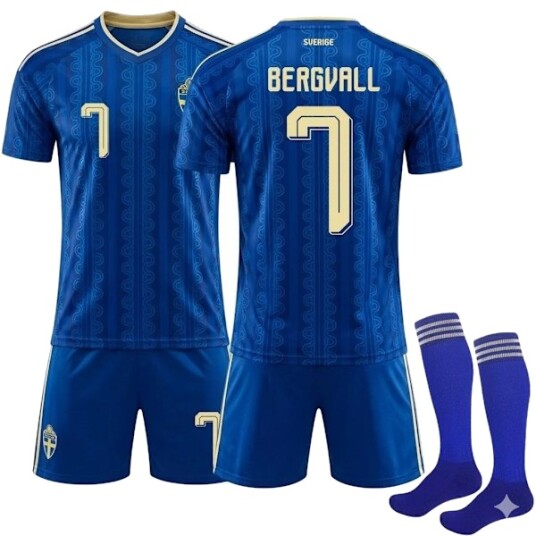 Sverige VM 2026 Hjemmedrakt Bergvall #7 Barn og Voksne Supporter Kampdrakt