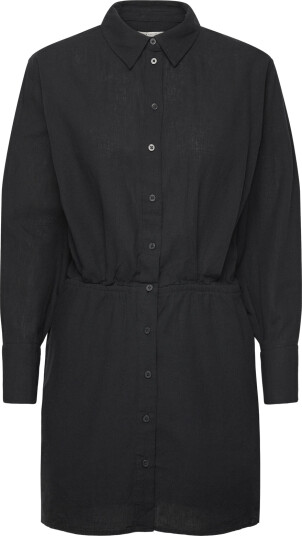 Gina Tricot Linen Blend Shirt Dress - Black - XS Gina Tricot Linen Blend Shirt Dress - Black - XS