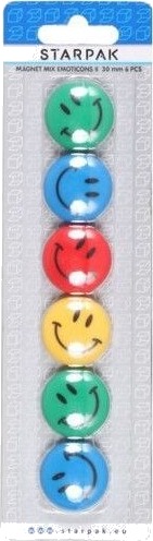 Starpak Magneter Fargerike Smileys 30 Mm