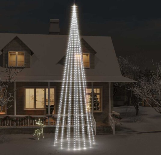 vidaXL Juletre på flaggstang 1134 LED kaldhvit 800 cm