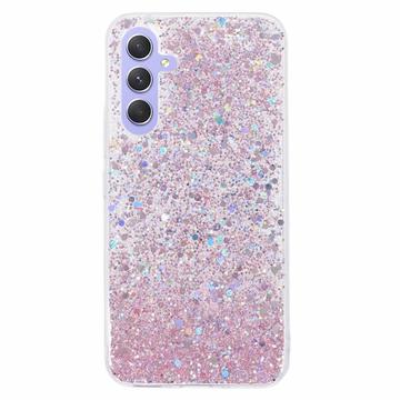 Samsung Galaxy A55 Glitter Flakes TPU-deksel Rosa