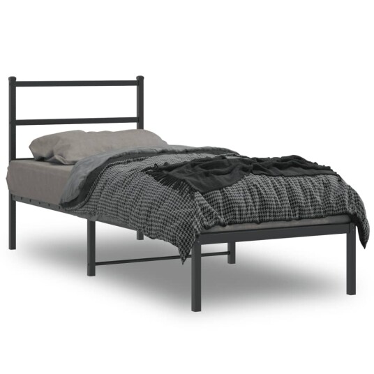 vidaXL Sengeramme i metall med hodegavl svart 75x190 cm 8721012302525