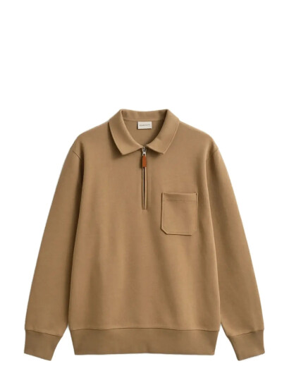 GANT Ponte Di Roma Halfzip   Brown   M