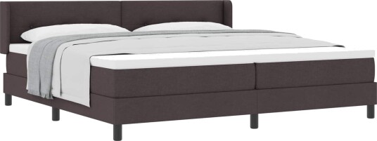 vidaXL Boksfjær Seng med hodegjerde Mørk brun 200 x 200 cm stoff