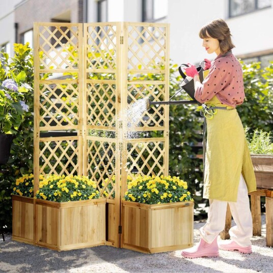 Opphøyd seng med espalier og plantekasse 133x165 cm