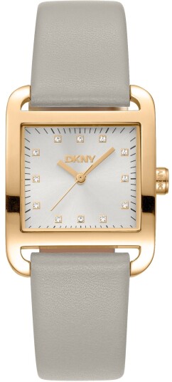DKNY Dameklokke DK1L004L0025 City Midi Sølvfarget/Lær 35x27 mm