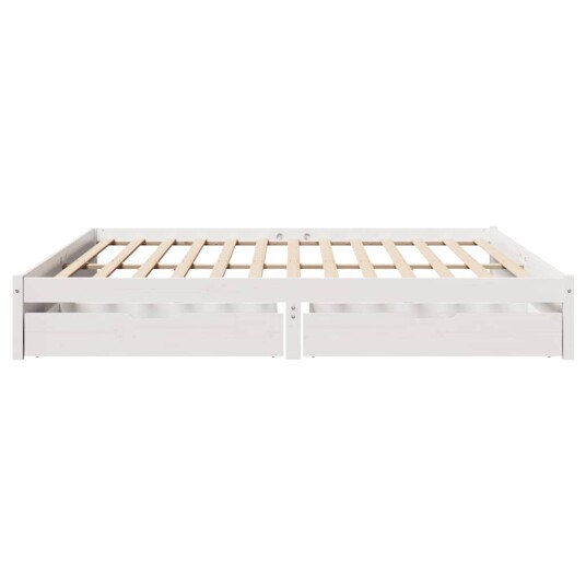 Sengeramme med madrass hvit 200x200 cm heltre furu 8721102940606
