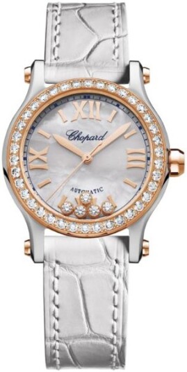 Chopard Dameklokke 278573 6020 Happy Sport Hvit/Lær Ø30 mm