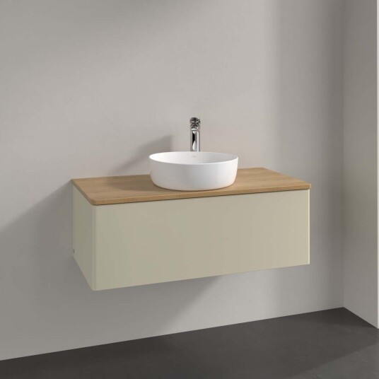 Villeroy & Boch Antao Servantskap med 1 skuff 100x50x36 cm m/lys Grå Matt/Eik