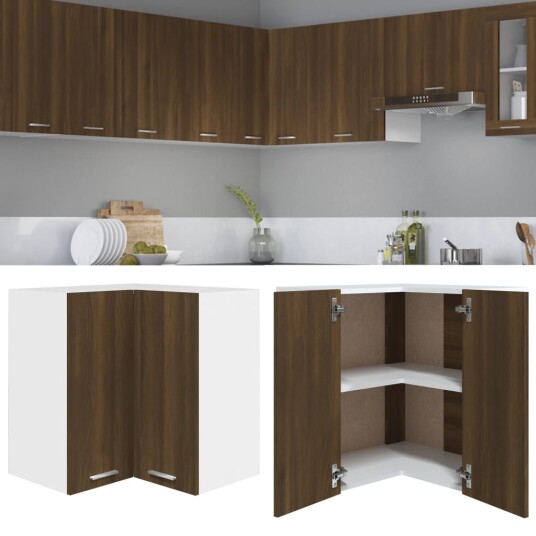 vidaXL Vegghengt hj?rneskap brun eik 57x57x60 cm konstruert tre