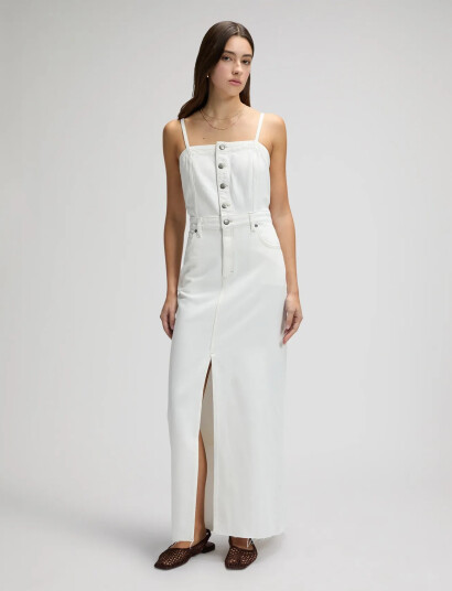 Lee Jeans Maxi Denim Dress Cream L x 00