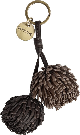 DEPECHE Ponpon Keyring - Brown - ONE SIZE