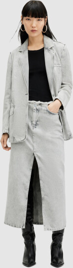 AllSaints Honor Maxi Skirt Grey 34