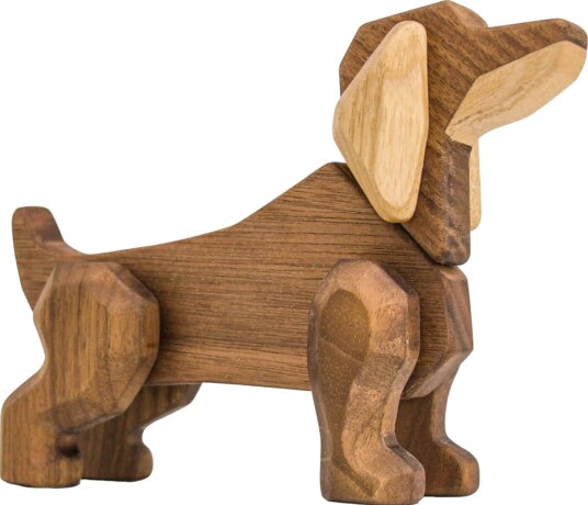 FableWood - Dachshund trefigur 11 cm valnøtt/ask